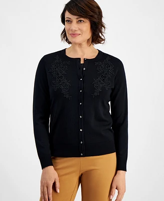 Jm Collection Women's Lace Applique Party Cardigan, Created for Macy's