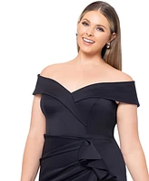 Xscape Plus Off-The-Shoulder Ruffled-Skirt Cocktail Dress