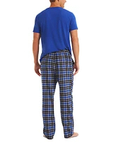 Nautica Men's Plaid Pajama Pants & Solid T-Shirt Set