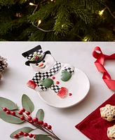 Spode Christmas Tree Black & White Snowman Dish