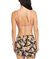 Volcom Juniors Simply Solid Scoop Neck Bikini Top Printed Sarong Cover Up