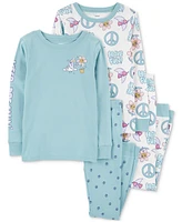 Carter's Little & Big Girls Peace Sign 100% Snug Fit Cotton Pajamas, 4 Piece Set