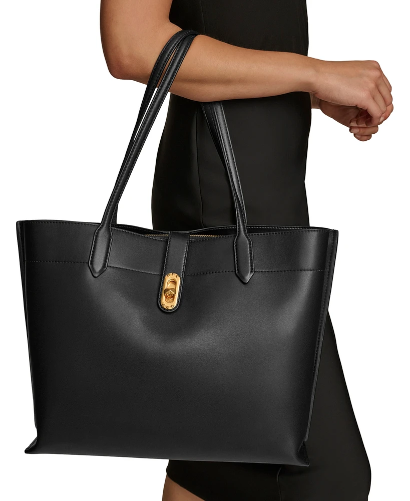 Donna Karan Bridgehampton Leather Turnlock Triple Compartment Tote