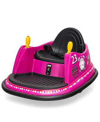 Slickblue 6V Battery Powered Kids Ride On Bumper Car with Remote Control-Pink