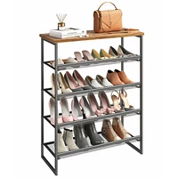 Sugift 5-Tier Shoe Rack Free Standing Shoe Rack Organizer with Metal Mesh Shelves