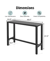 Skonyon 48 Inch Outdoor Bar Table with Waterproof Top and Heavy-duty Metal Frame
