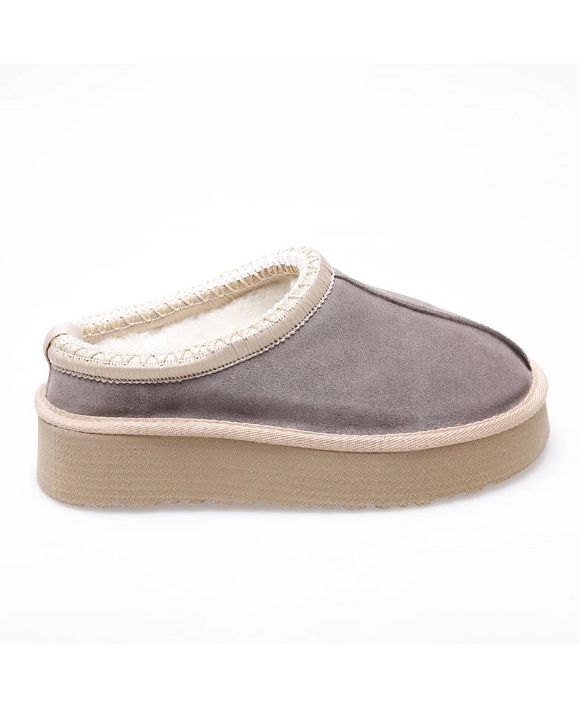 Furniq Uk Women's Mini Sheepskin Slippers, Grey Suede