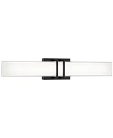 Exeter Modern Wall Lights Set of 2 Black Metal Hardwired 4.5" Led Fixture White Rectangular Glass Shade for Bedroom Bathroom Vanity Living Room Home H