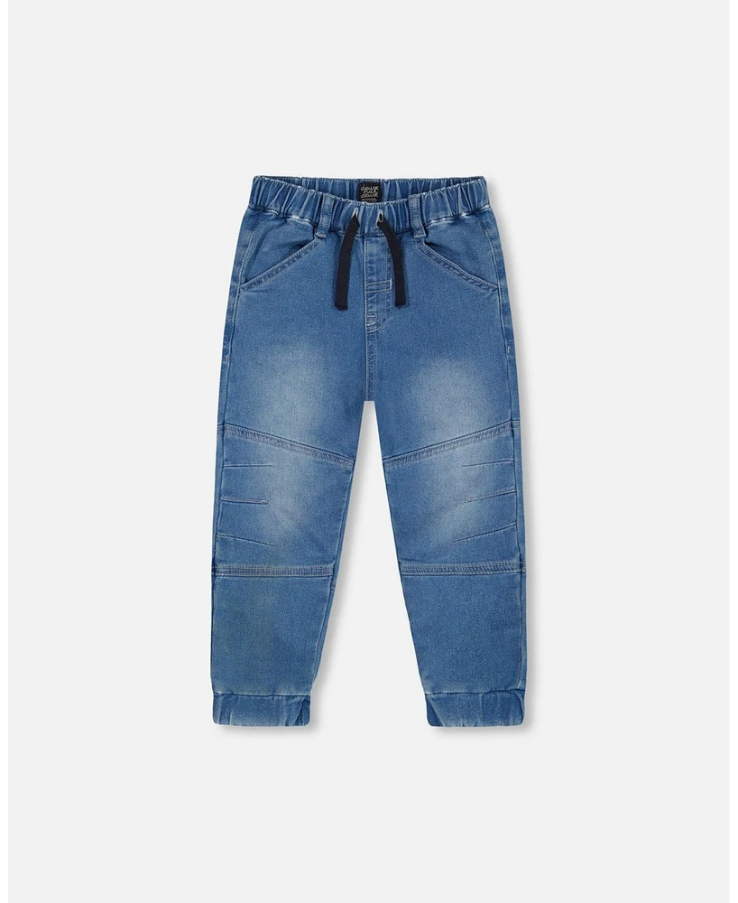 Deux par Baby Boys French Terry Jogger Pants Light Blue Denim