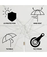 Jonathan Y 9ft Fringe Market Patio Umbrella Auto-Tilt, Crank, Wind Vent Uv Protection