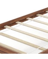 Sugift Twin Size Wood Bed Frame with Headboard and Slat Support