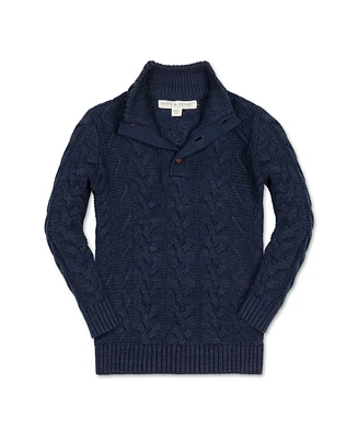 Hope & Henry Boys Organic Mock Neck Cable Sweater with Buttons