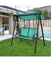 2 Person Patio Swing with Weather Resistant Glider and Adjustable Canopy