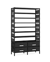 Tribesigns 10 Tier Shoe Rack Organizer with 4 Bins Drawers for Closet Entryway, 50 Pairs Vertical Shoe Racks Free Standing Tall Shoe Shelf Storage Org