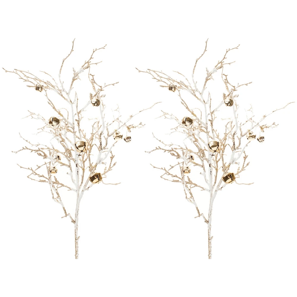 Slickblue Set of 2 Sleigh Bell Branches – Ideal for Festive Holiday and Winter Decor