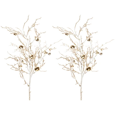 Slickblue Set of 2 Sleigh Bell Branches – Ideal for Festive Holiday and Winter Decor