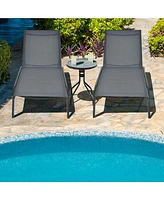 Skonyon 6-Poisition Adjustable Outdoor Chaise Recliner with Wheels
