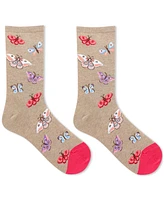 Hot Sox Women's Moth Printed Crew Socks