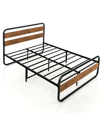 Sugift Arc Platform Bed with Headboard and Footboard