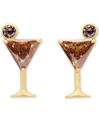 Kate Spade New York Gold-Tone Color Cubic Zirconia Martini Stud Earrings