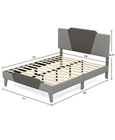 Sugift Full Velvet Upholstered Bed Frame with High Headboard