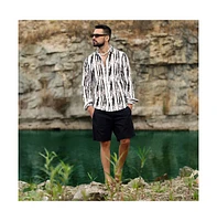 Men's Beige & Black Ombre Strokes Shirt