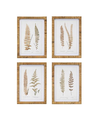 Slickblue Framed Fern Print for Lush Wall Art and Elegant Home Decor (Set of 4)