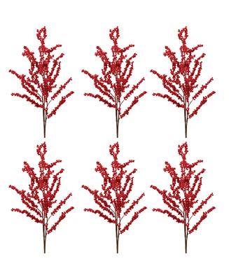 Slickblue Berry Spray Seasonal Berry Decoration for Autumn and Winter (Set of 6