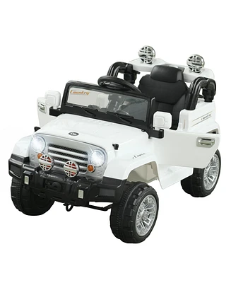 Aosom 12V Kids Ride On Car Off-Road Battery-Powered Jeep Truck with Remote, MP3, Light