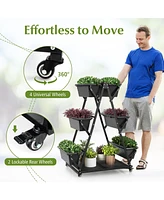 Skonyon 3-Tier Vertical Raised Garden Bed with 4 Wheels and 6 Container Boxes