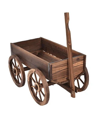 Vebreda Wood Wagon Planter Pot Stand with Wheels