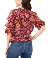 Sam & Jess Petite Floral-Print Lantern-Sleeve Top