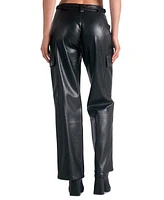 Elan Women's Faux-Leather Cargo Pants