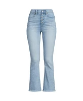 Lands' End Women's Recover High Rise Button Front Kick Flare Crop Jeans