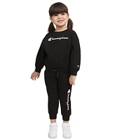 Champion Toddler Girls Fleece Crewneck Sweatshirt & Jogger Pants, 2 Piece Set