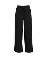 Lands' End Women's Tall Sport Knit Elastic Waist Wide Leg Crop Pants