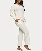 Felina Women's Jolie V-Neck Henley and Pant Lounge Set