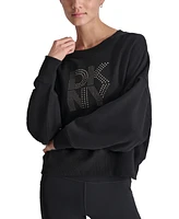 Dkny Sport Women's Studded Logo Fleece Crewneck Sweatshirt