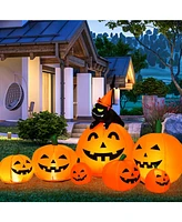 Givimo Halloween 7.5 Feet Inflatable Pumpkin Combo with Witch Black Cat