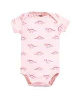 Touched by Nature Baby Girls Organic Cotton Bodysuits, Retro Dino