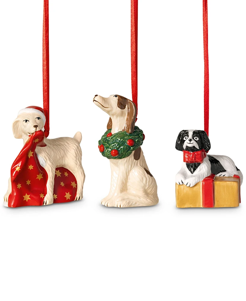 Villeroy & Boch Nostalgic Christmas Puppy Ornaments, Set of 3