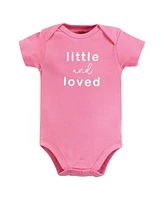 Touched by Nature Baby Girls Organic Cotton Bodysuits, Pink Peanut