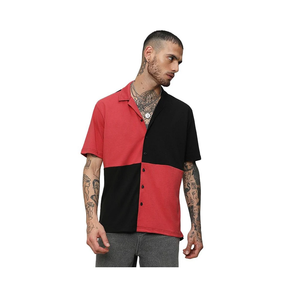 Campus Sutra Men's Crimson Red & Jet Black Maxi Checkers Shirt