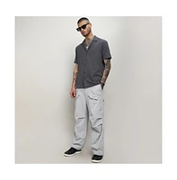 Men's Charcoal Grey Self-Design Block Shirt