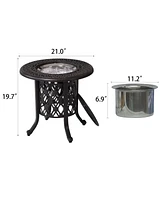 Mondawe Bronze Cast Aluminum Hand Brushed Patina Ice Bucket Pail Table Food Grade Stainless Steel