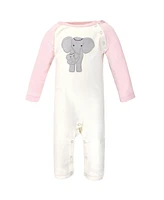 Touched by Nature Baby Girls Organic Cotton Coveralls 2pk Elephant