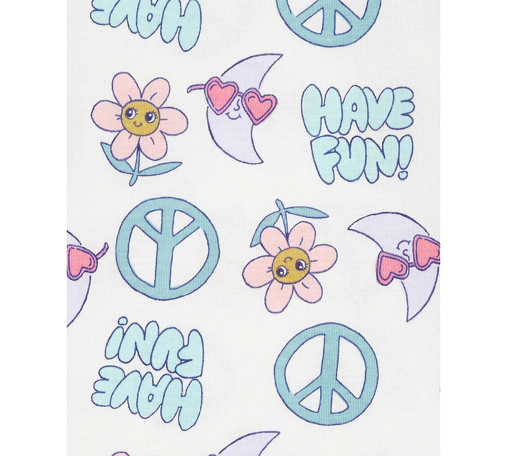 Carter's Little & Big Girls Peace Sign 100% Snug Fit Cotton Pajamas, 4 Piece Set