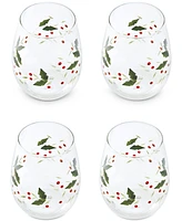 Winterberry Stemless Wine Glasses, Set of 4