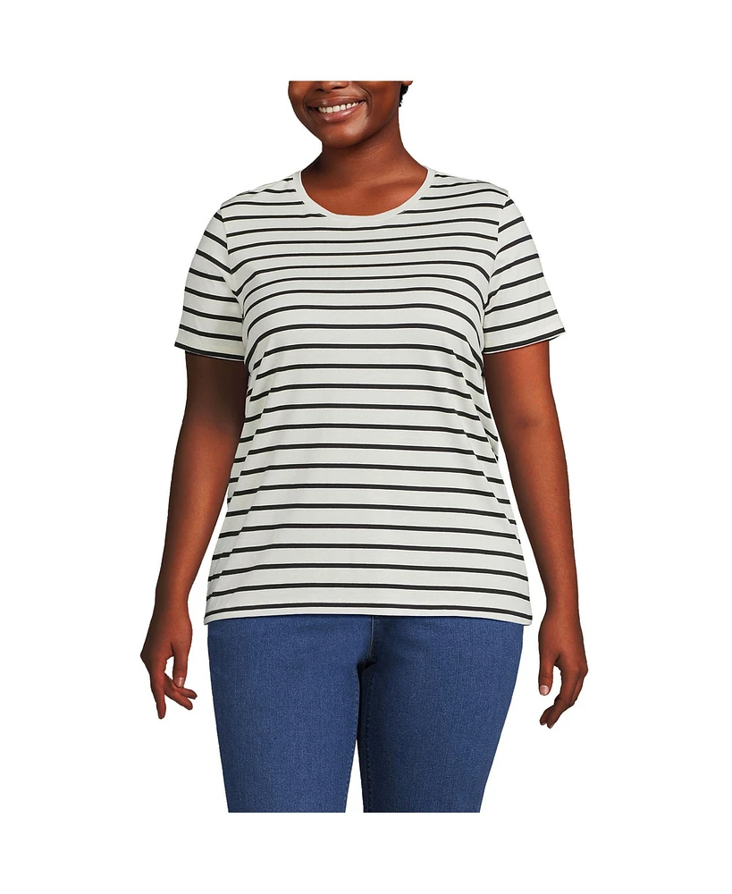 Lands' End Women's Plus Relaxed Supima Cotton Crew Neck T-Shirt