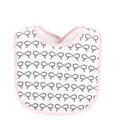 Hudson Baby Infant Girl Fiber Filled Drooler Bibs 3pk, Heaven Sent Heart Arrow, One Size